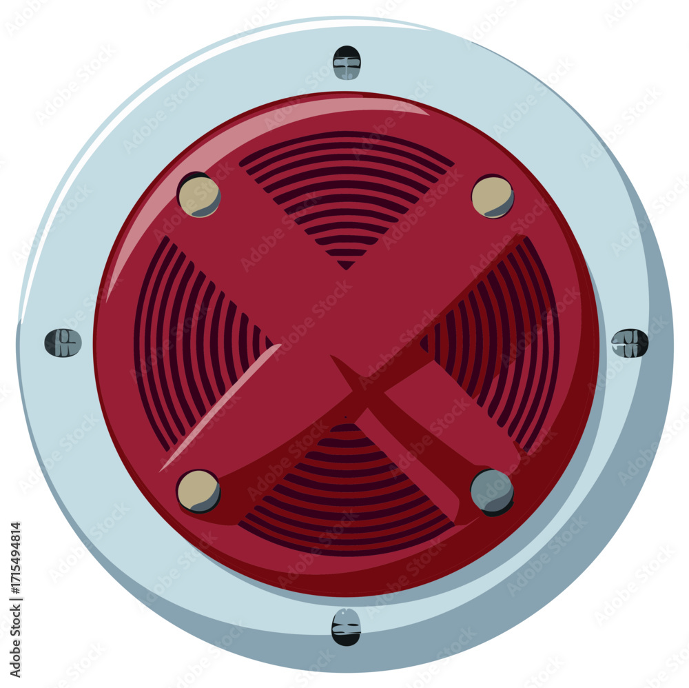 Poster futuristic red circular emblem with an x symbol and radiating lines vector illustration