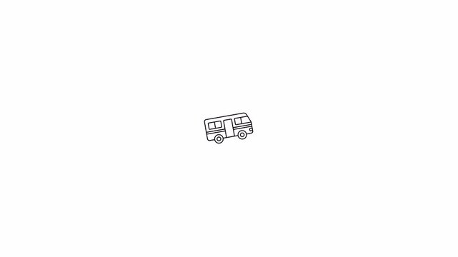 Simple Line Art Icon of a Van or Minibus.
