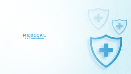 medical healthcare blue background with shield design