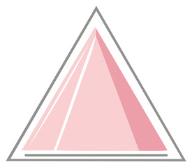 Abstract geometric pink prism shape with grey outline on white background, design element