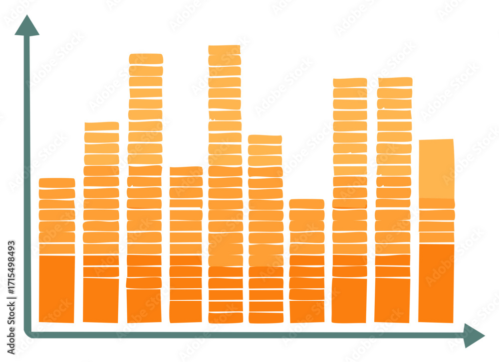 Poster Bar Chart Depicting Financial Data Growth and Decline Using Orange Blocks