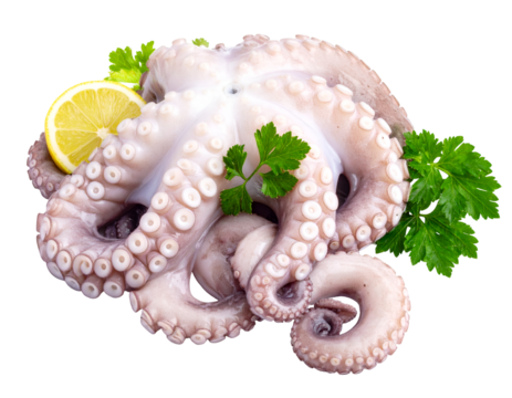 fresh raw octopus isolated on transparent png