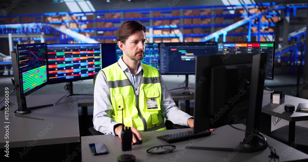 Poster factory worker uses automated software to track delivery logistics