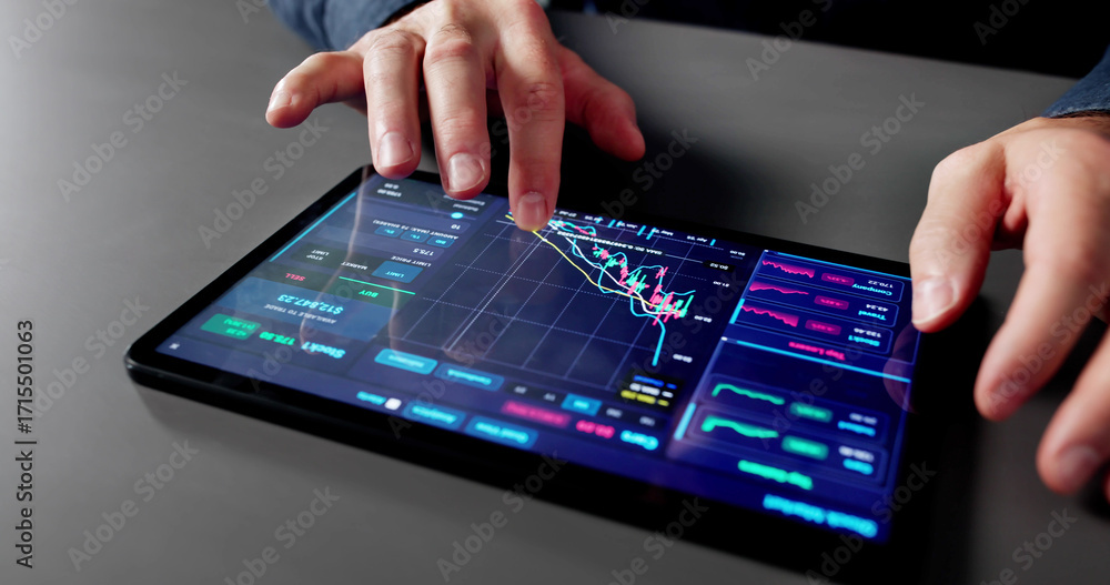 Poster professional stock trader analyzing market data