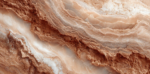 Obraz premium Hyper-realistic marble texture background in sepia tones, beige stone surface, detailed natural pattern, high resolution top view design