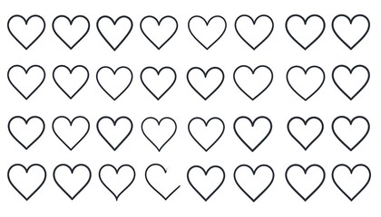 Simple Outline Heart Icons Collection