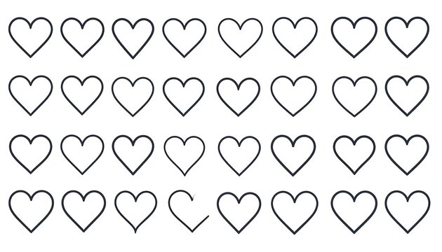 Simple Outline Heart Icons Collection