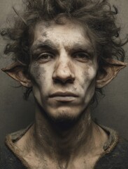 The Enigmatic Man: A detailed portrait of a man with sharp features, evoking a sense of mystery and intrigue, with a touch of the otherworldly.
