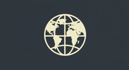 World Globe Icon on Dark Background
