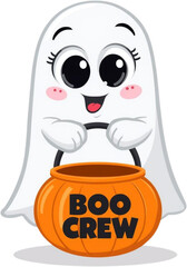 boo crew halloween cartoon, vector, illustration, face, halloween, head, monster, funny, art, character, design, mask, smile, animal, drawing, comic, boy, cute, evil, icon