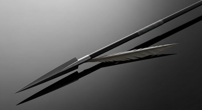 Precision arrow with feather fletching, symbolic of focus and skill