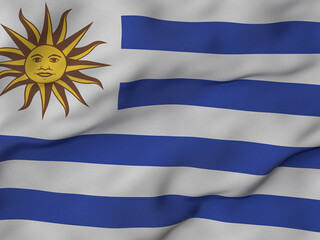 Wrinkled fabric Uruguay flag