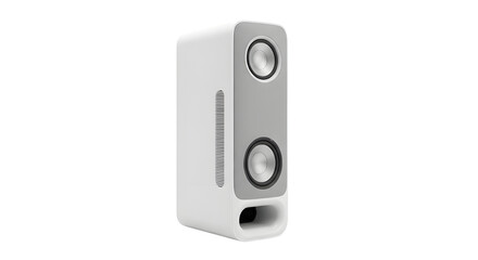 Obraz premium White and gray stereo speaker for music listening isolated PNG with Transparent Background