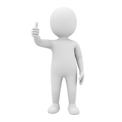3d person character showing a thumbs up gesture isolated on transparent cutout background, cut out, png