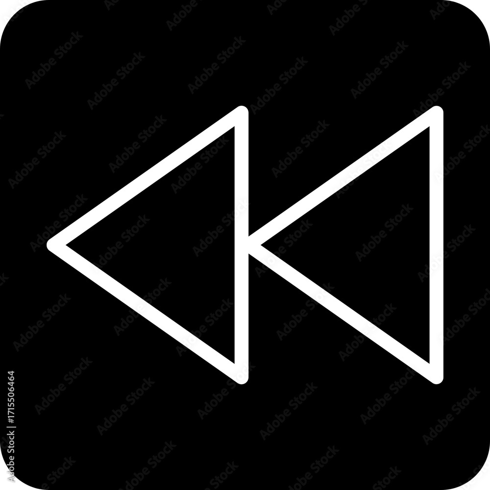 Poster fast rewind button icon for media players and audio