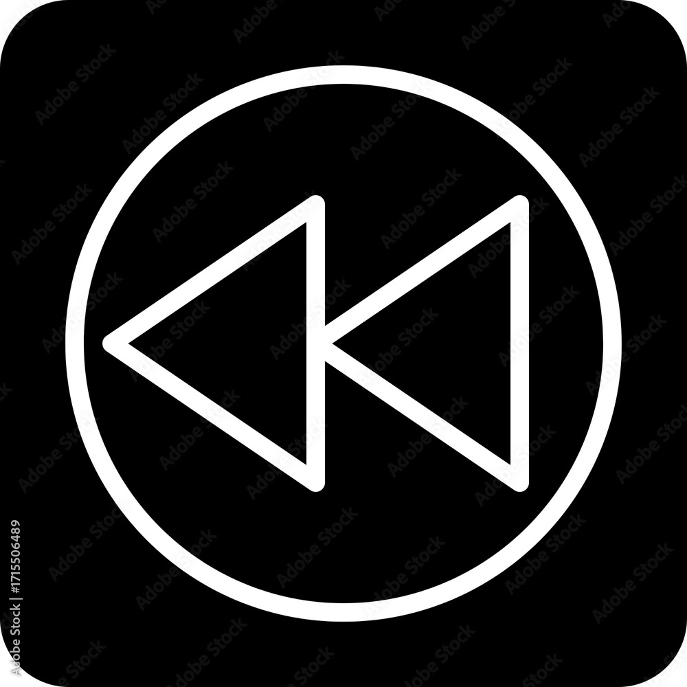 Poster double fast rewind icon for media playback controls