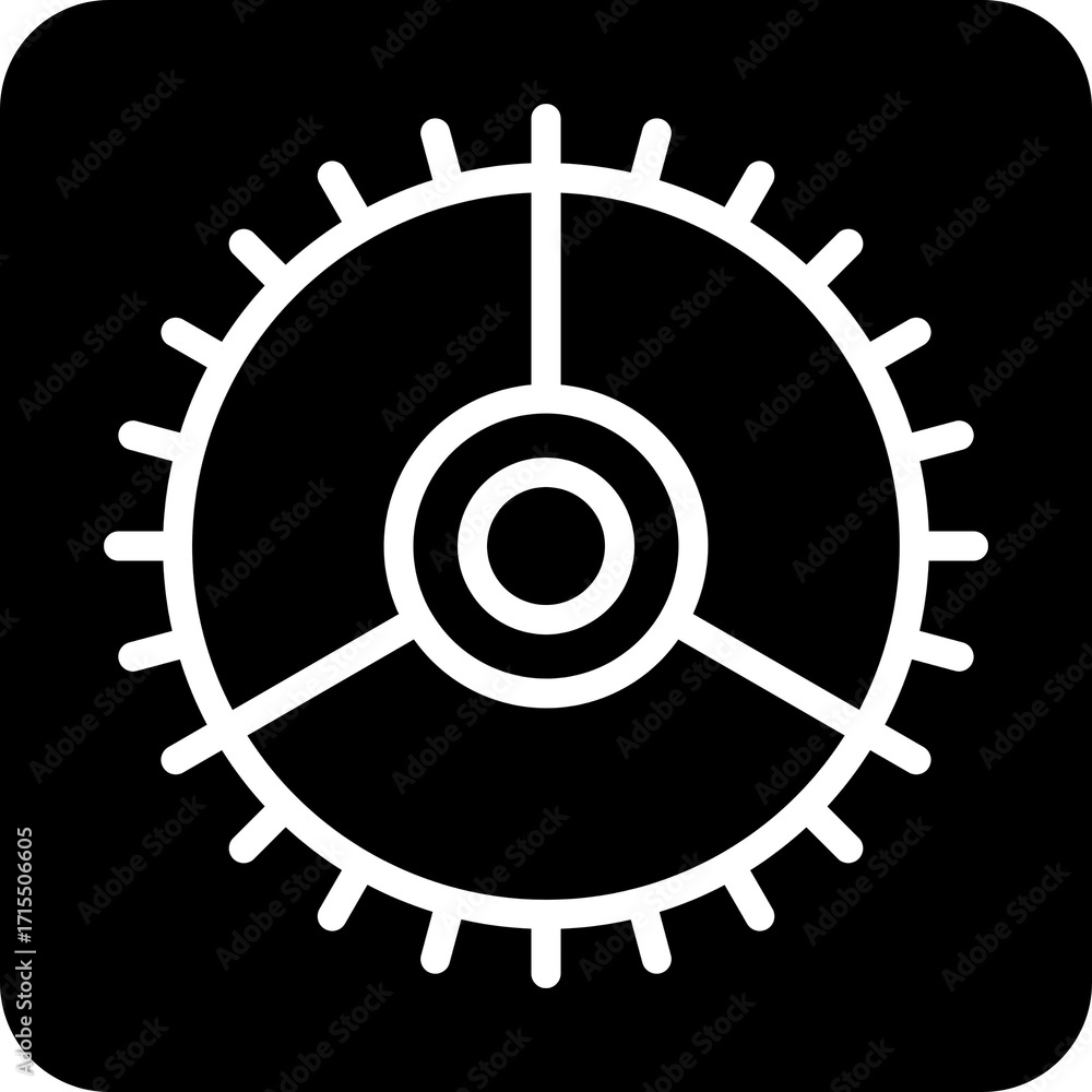 Poster gear with arrow icon for dynamic or updating settings
