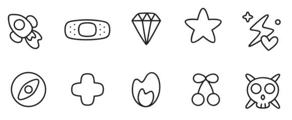Cute planner sticker icons vector collection png