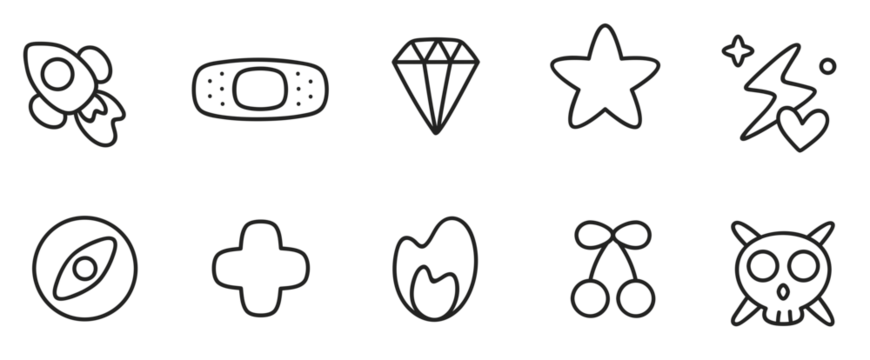 Cute planner sticker icons vector collection png