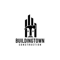 Modern building construction logo design representing real estate and development concepts