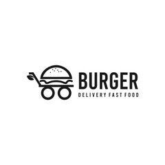 Modern Minimalist Burger Delivery Logo Design for Restaurant and Fast Food Business