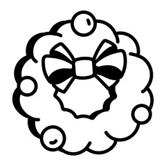 A sketchy style icon representing christmas wreath