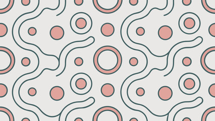 Modern Seamless Science Pattern with Abstract Cells and Microbe Outlines