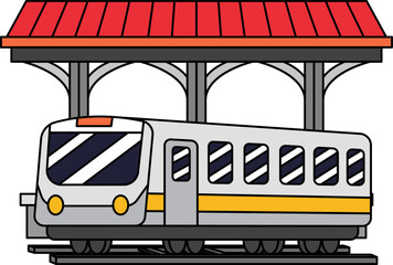 A train is parked at a train station