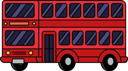 isolate illustration of A red double decker bus