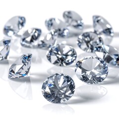 Sparkling diamonds elegantly displayed on a pristine white surface, showcasing their brilliance and reflective qualities.