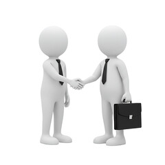 two 3d humans give their hand for handshake isolated on transparent cutout background, cut out, png