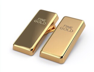 Two fine gold bars with engraved text on a white background