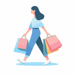 Vector a teenager carrying a shopping bag