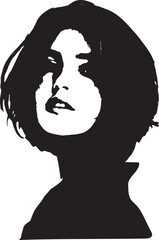A series of high-contrast, minimalist portraits and silhouettes of a person with short hair, a study in anonymity and form