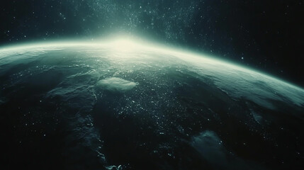 A stunning view of earth from space, showcasing the planets curvature and atmospheric glow, highlighting the beauty and fragility of our world