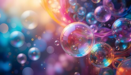 Psychedelic Multicolored Abstract Background with Rainbow Patterns from Soap Bubble Macro Photography