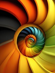 Fototapeta premium Vibrant Colorful Spiral Staircase with Rainbow Gradient Tones in a Modern Architectural Design for Artistic and Creative Inspiration
