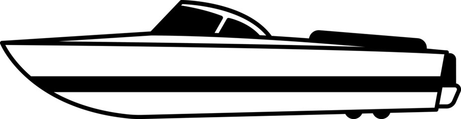 black and white isolate illustration of A speed boat