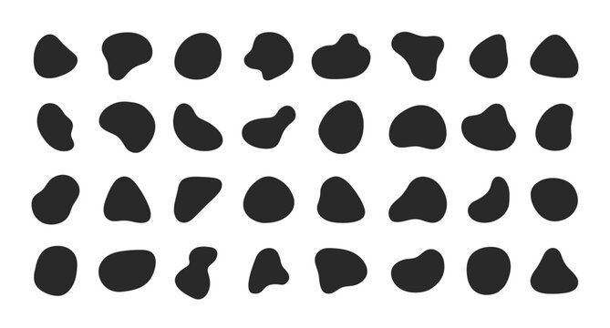 Freeform liquid shape blobs in different style collection. Vector illustration