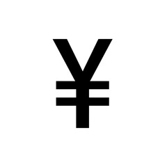 Fototapeta premium black and white Single vector black silhouette of currency yen, simple flat design wealth, market