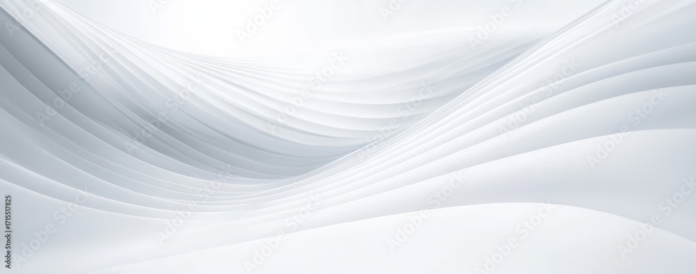 Poster abstract flowing white waves with soft gradients and smooth curves