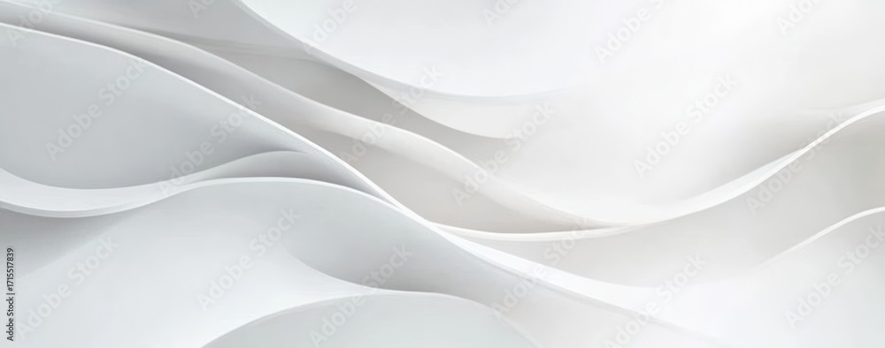 Poster smooth white fabric with flowing wavy patterns and soft lighting