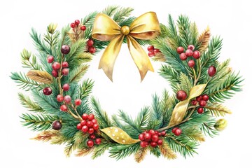 christmas wreath on white background