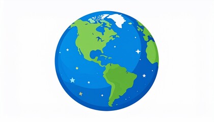Fototapeta premium A stylized illustration of the earth, featuring simplified landmasses and a celestial design.