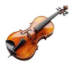 Fototapeta premium A beautifully crafted wooden violin with a rich warm tone and intricate grain patterns presented as an isolated object on a transparent background isolated on transparent background