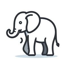 A simple, outlined illustration of a charming baby elephant against a plain white background.