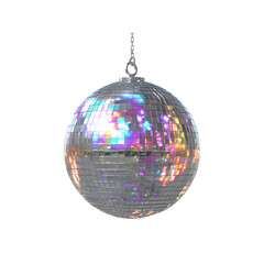Obraz premium Sparkling Disco Ball Hanging by Chain on transparent background