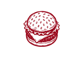 Cheeseburger hand drawn sketch vector illustration