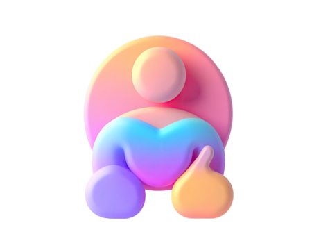 Abstract, pastel-colored, 3D person icon with soft gradients