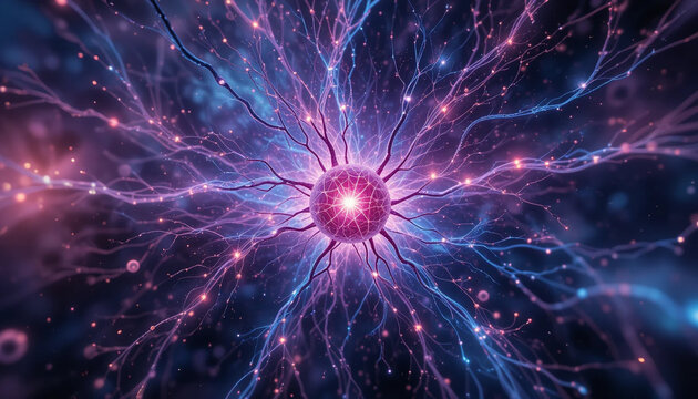 Neuronal background abstract blue background HD 8K wallpaper Stock Photographic Image